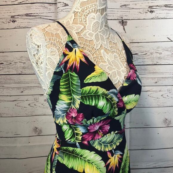 Tropical sleevless maxi dress criss cross straps size medium - Picture 6 of 15